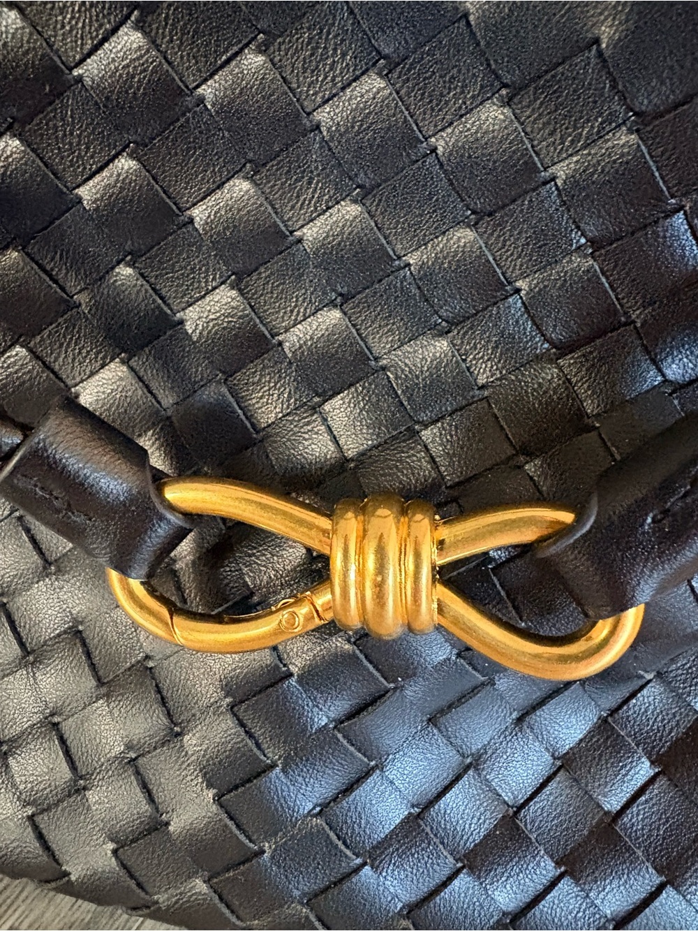 Bottega Inspired- Andiamo Small - Woven leather, top handle/crossbody, black bag - Picture 5 of 5